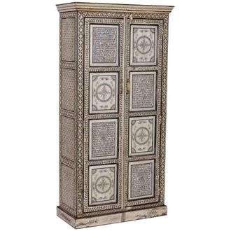 Wanderlust Deco Armario De Madera Verde Pintado A Mano 92x42x183 Cm