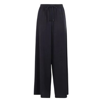 Max Mara Wide Trousers, female, Blue, Size: M Wide Washed Silk Trousers