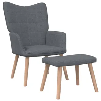 vidaXL Poltrona Relax Con Poggiapiedi Grigio Scuro In Tessuto - Vidaxl