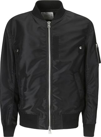 sacai Bomber Jackets, male, Black, Size: XL Stylish Zip-Up Jacket with Sleeve Pocket