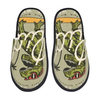 Generic House Slippers Dinosaur Breathable Plush Slippers Portable Anti-Slide Slipper For Room Travel Home L
