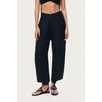 Nocturne Relaxed Linen Pants in Black at Nordstrom, Size X-Large Eu