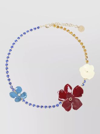 Marni floral charm brass necklace gold tone