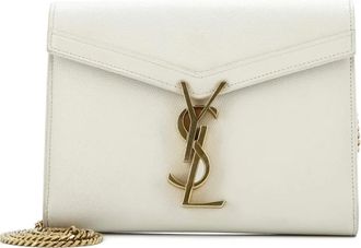 Saint Laurent Cassandra Chain Wallet leren mini-crossbodytas - Beige