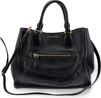 Miu Miu Vitello Fenix 2-Way Tote Bag Black