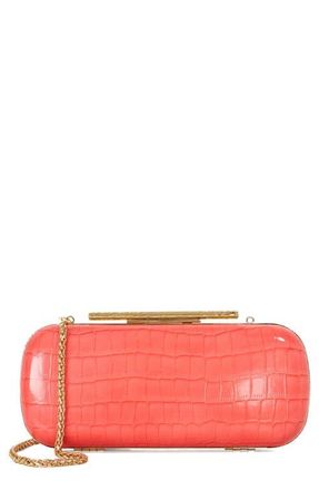 Dune London Body Faux Leather Frame Clutch in Coral at Nordstrom