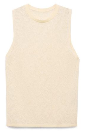 Mango Openwork Sleeveless Knit Top in Ecru at Nordstrom, Size Small