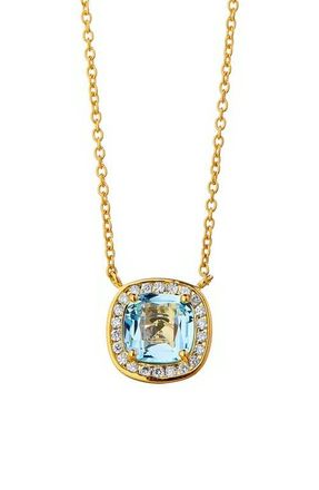Syna Cushion Diamond Necklace in Blue Topaz at Nordstrom