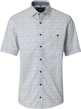 Casamoda Wit grijs overhemd geprint Casa Moda Casual Fit donkere knoop