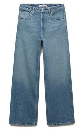 Mango Mid Rise Straight Leg Jeans in Medium Blue at Nordstrom Rack, Size 4