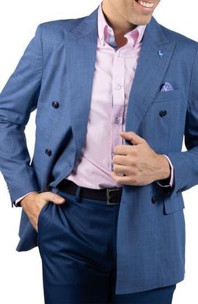 Tailorbyrd Textured Slub Double Breasted Sport Coat in Navy at Nordstrom Rack, Size 42 Regular