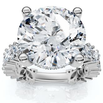 Pompeii3 Certified 6.78Ct Round Cut Diamond Engagement Ring 14k White Gold Lab Grown Size: 7
