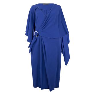 Alberta Ferretti Kleedjes, Dames, Blauw, M, Elegant Draped Long Dress