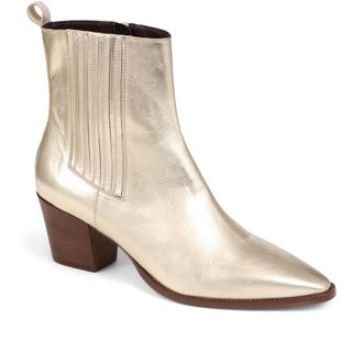 Jones Bootmaker Womens Lizia Heeled Leather Ankle Boots - Gold - Size UK 4