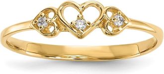 Diamond2Deal 14k Yellow Gold Cubic Zirconia 3-Hearts Ring