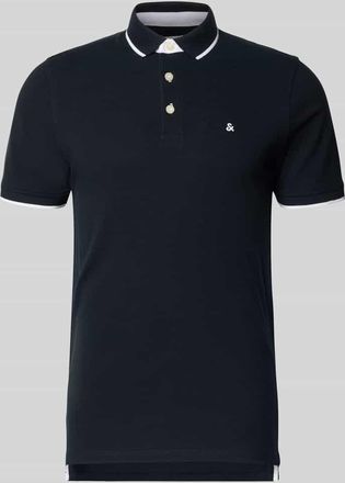 Jack & Jones Jack & Jones Slim Fit Poloshirt mit Viskose-Anteil Modell Paulos in Dunkelblau, Gr&ouml;&szlig;e XXL