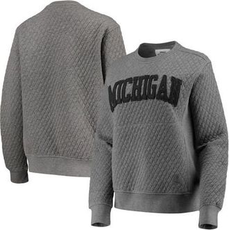 Pressbox Womens Pressbox Heather Charcoal Michigan Wolverines Moose Quilted Pullover Sweatshirt in Heather Gray at Nordstrom, Size Xx-Large