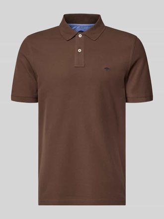 Fynch-Hatton Fynch-Hatton Regular Fit Poloshirt mit Logo-Stitching in Dunkelbraun, Gr&ouml;&szlig;e 3XL