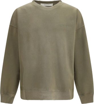 Golden Goose Journey unisex girocollo in pile di cotone tinto effetto sbiancato con ricamo