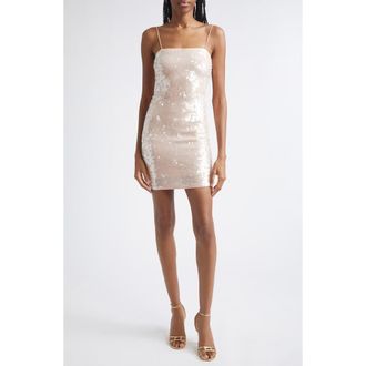 Alice & Olivia Delora Sequin Sleeveless Minidress in English Rose at Nordstrom, Size 0