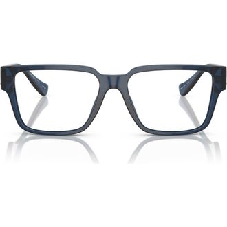 Versace 55mm Rectangular Optical Glasses in Blue Transparent at Nordstrom
