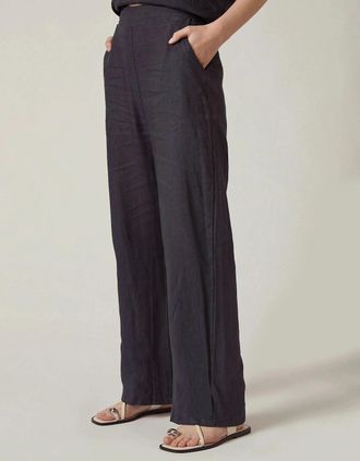James Lakeland Womens Relaxed Navy Linen Trousers - Black - Size: 16