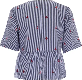 MC2 Saint Barth Womens Blouse Alyson Blue Stripes Cotton Shirt