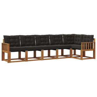 vidaXL Conjunto De Sof&aacute;s De Exterior Con Coj&iacute;n 6 Pcs Natural Y Negro Vidaxl