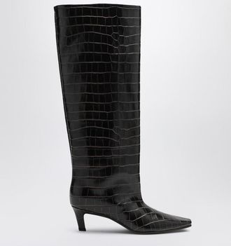 Toteme Brown boots in crocodile-print leather