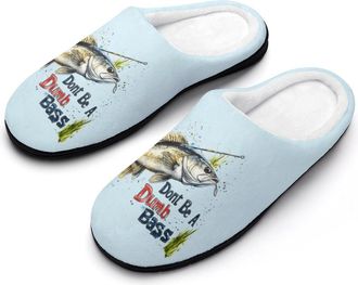 Generic Dont Be A Dumb Bass Mens Slippers Comfortable And Non-slip Cotton Slipper Shoe for House