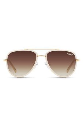 Quay All in Mini 49mm Aviator Sunglasses in White/Brown at Nordstrom Rack