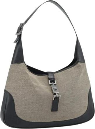 Gucci Pre-owned Vintage Canvas Shoulder Bag - Dames - Vintage Schoudertas - Beige - ONE Size - Leer - Vintage