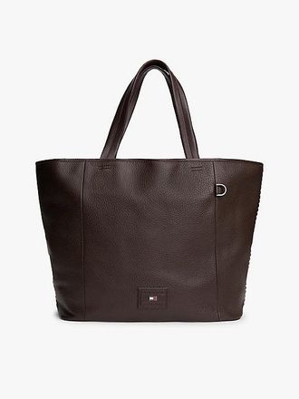 Tommy Hilfiger Logo Patch Leather Tote Bag