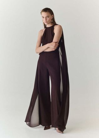 Mango Tuta mantella spacchi cioccolato - Donna - XS - MANGO