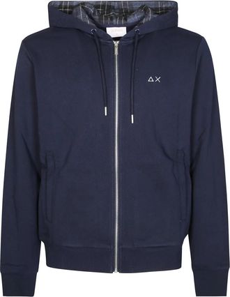 Sun 68 Contraststof Rits Hoodie - Heren - Vesten met rits - Blauw - 2XL - Hoodies & sweatvesten