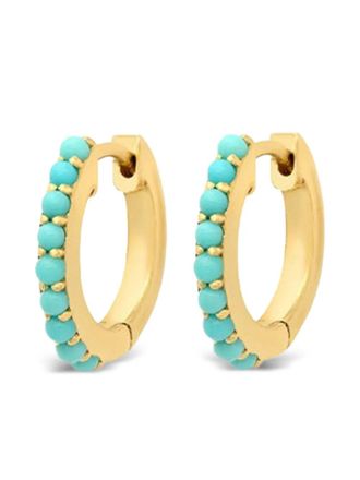Jennifer Meyer 18k yellow gold small huggie turquoise earrings - women - 18kt Yellow Gold/Turquoise - One Size