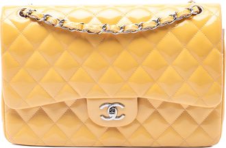 Chanel Yellow Jumbo Classic Patent Double Flap