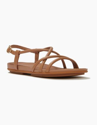 FitFlop Womens Fitflop Gracie Crystal Leather Womens Classic Tan Sandals - Brown - Size: 8