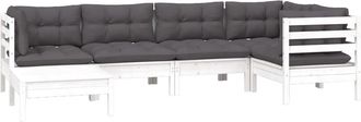 vidaXL Muebles De Jard&iacute;n 6 Pzas Con Cojines Blanco Madera Maciza Pino Vidaxl
