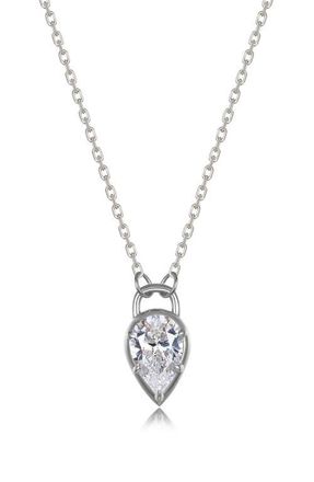 Lafonn Pear Lock Pendant Necklace in Silver at Nordstrom, Size 20
