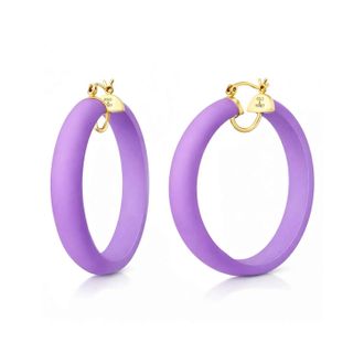 Gold & Honey Womens Frosted Lucite Hoop Earrings In Purple