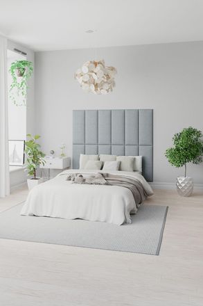 Aspire Home Accents EasyMount Wall Mounted Upholstered Panels, Modular DIY Headboard in Mirazzi Velvet Fabric (Pack of 4) in Ivory