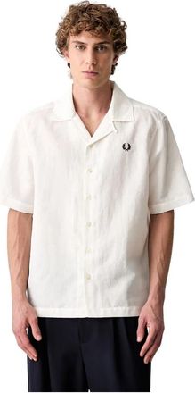 Fred Perry Short Sleeve Shirts - Heren - Korte mouwen Overhemden - Beige - XL - Overhemden