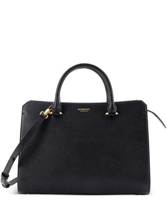 Burberry Banwell Leather and House Check Canvas Small tote bag - women - Fabric/Leather/Canvas - One Size - Black