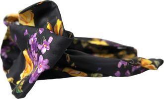 Dolce & Gabbana Zwart Bloemen Zijden Haarband Diadeem - Dames - Haaraccessoires - Veelkleurig - ONE Size - Accessoires