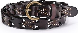 OLD TREND Oranda Genuine Leather Woven Studded Statement Belt in Brown at Nordstrom, Size Medium
