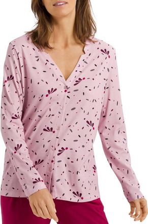 Hanro Sleep & Lounge Button Front Knit Shirt In Blithe Petals Print