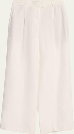 Brunello Cucinelli Wide-Leg Fluid Linen Twill Tailored Pants