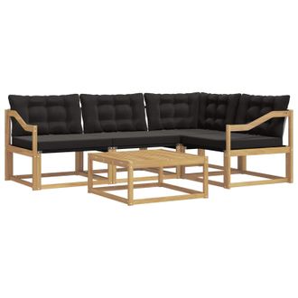 vidaXL Conjunto De Sof&aacute;s De Exterior 5 Pcs Blanco Y Negro Vidaxl