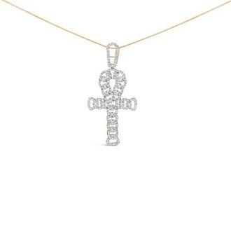 House of Brilliance 10K Yellow Gold 1.00 Cttw Ankh Cross Pendant at Nordstrom